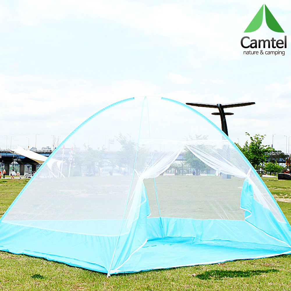 CAMTEL 고급형 9~10인용 특특대형 원터치 모기장 텐트 생활방수 바닥면 실내외 어디든 사용 도어지퍼 이동가방 제공