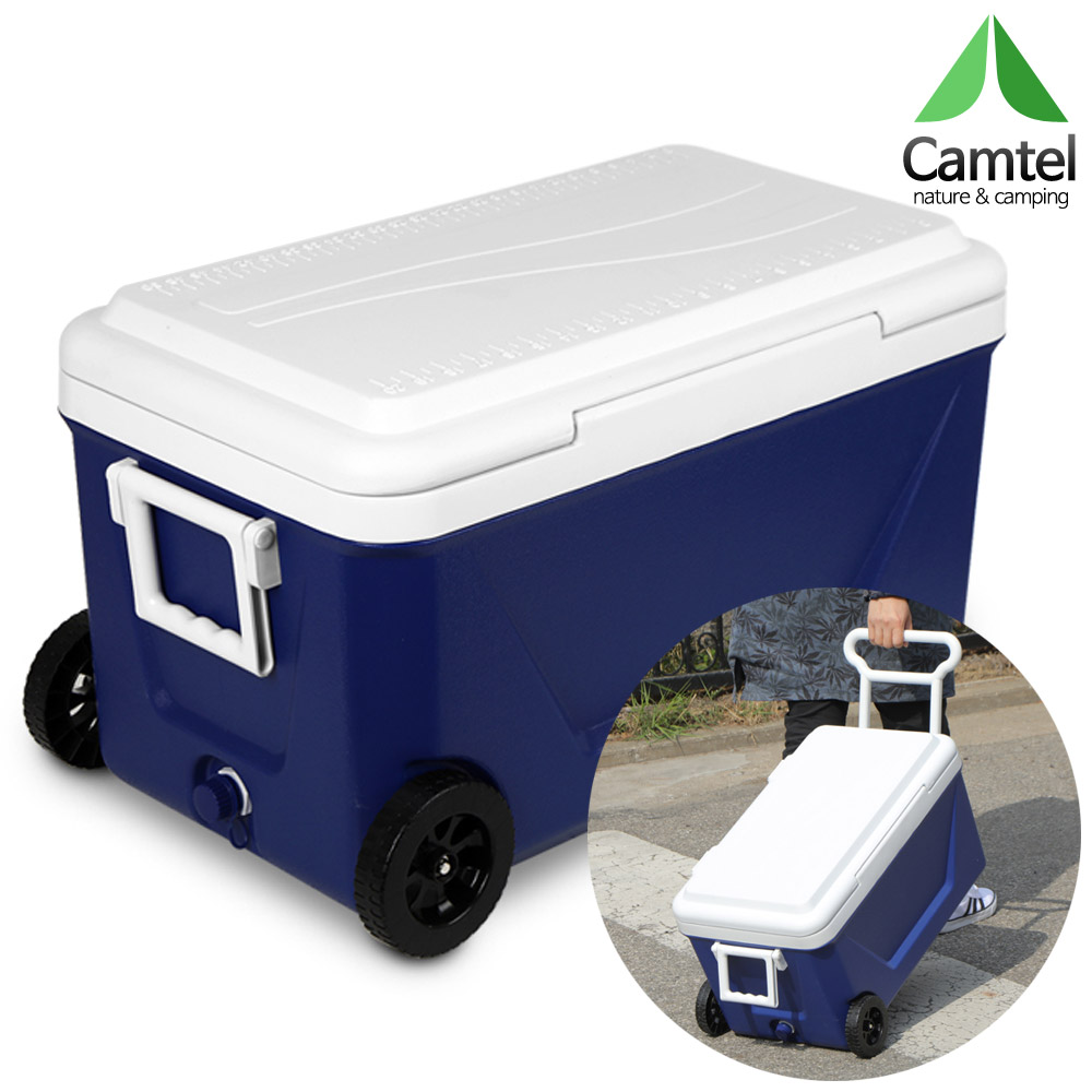 CAMTEL 이동식 캐리어 45L 아이스박스 ST-4500 피크닉 낚시 캠핑 야외활동 보냉백 원터치잠금장치 강력한보냉효과 물빠짐기능
