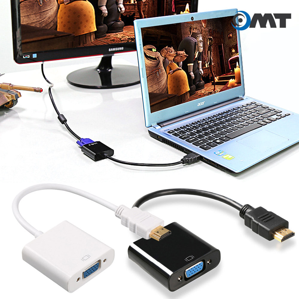 OMT HDMI-VGA 변환젠더 오디오지원 OGD-HDMIVGA RGB/VGA/영상젠더/변환젠더 AUX케이블 AUX단자 컨버터
