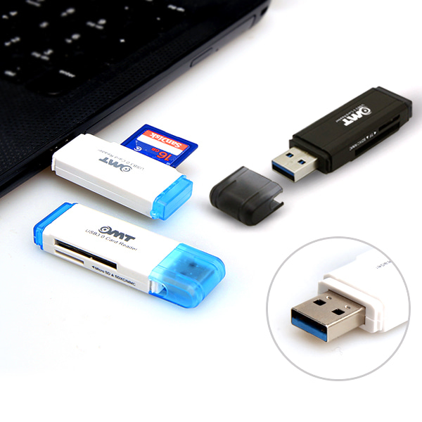OMT OCR-USB30 USB3.0 멀티 카드리더기 듀얼슬롯 빠른전송속도 다양한메모리호환 마이크로SD SDHC MicroSD 슬림디자인