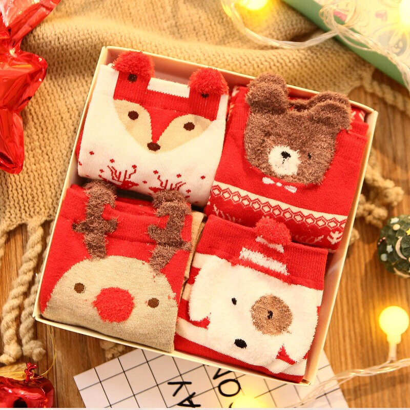 OMT 크리스마스 캐릭터 패션 양말 선물세트 4P OCR-SCK4P 박스포함 겨울 성탄절 선물