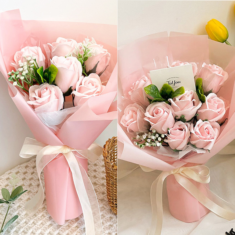 OMT 핑크 장미 조화 비누꽃 꽃다발 입학 졸업 기념일